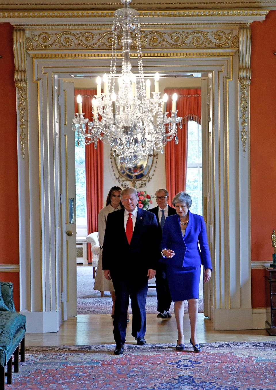 Prime Minister Theresa May with US President Donald Trump in Downing Street, London, on the second day of his state visit to the UK.