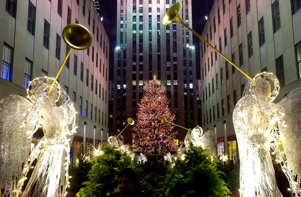 <p>How could it be Christmas in New York without the iconic Rockefeller tree? Following tradition, a giant Christmas tree (this year, a 75-foot Norway spruce) will be on full display at <a href="https://www.rockefellercenter.com/holidays/" rel="nofollow noopener" target="_blank" data-ylk="slk:Rockefeller Center;elm:context_link;itc:0;sec:content-canvas" class="link ">Rockefeller Center</a> starting in early December. Though the tree is usually lit from 6 a.m. to midnight, you can expect it to be merry and bright for the full 24 hours on Christmas Day. </p>