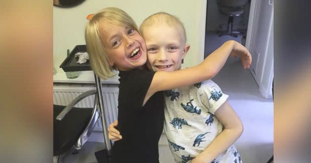 Nine-year-old Libby-Tucker Spiers cut her hair off to support friend Aiden, 7. Photo: ABC News/ Charlie Spiers