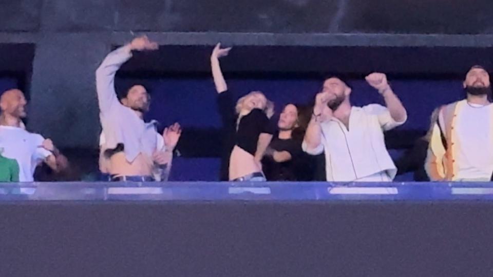 Gigi Hadid, Bradley Cooper and Travis Kelce at Taylor Swift's Paris concert.