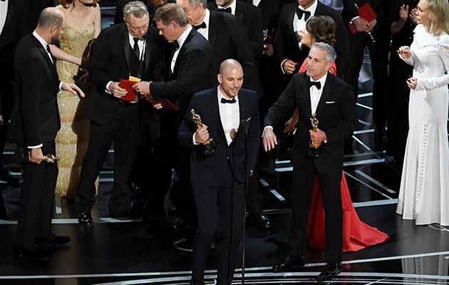 <i>La La Land</i> producer Jordan Horowitz announced the mistake to the crowd. Photo: Getty Images