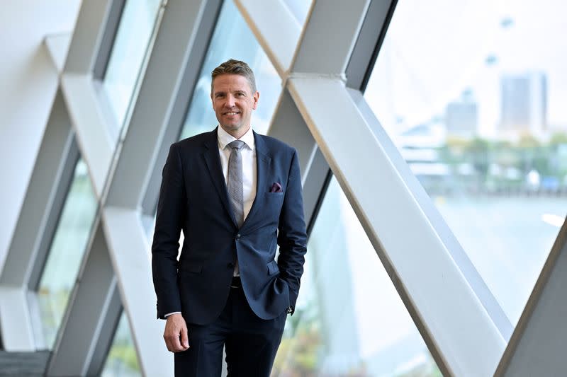 Matti Lehmus, President and CEO of Neste, poses for photos after an interview with Reuters at Gardens by the Bay, Singapore