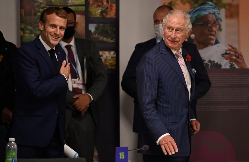 The Prince of Wales co-hosts the Great Green Wall session, alongside President Emmanuel Macron (Paul Ellis/PA) (PA Wire)