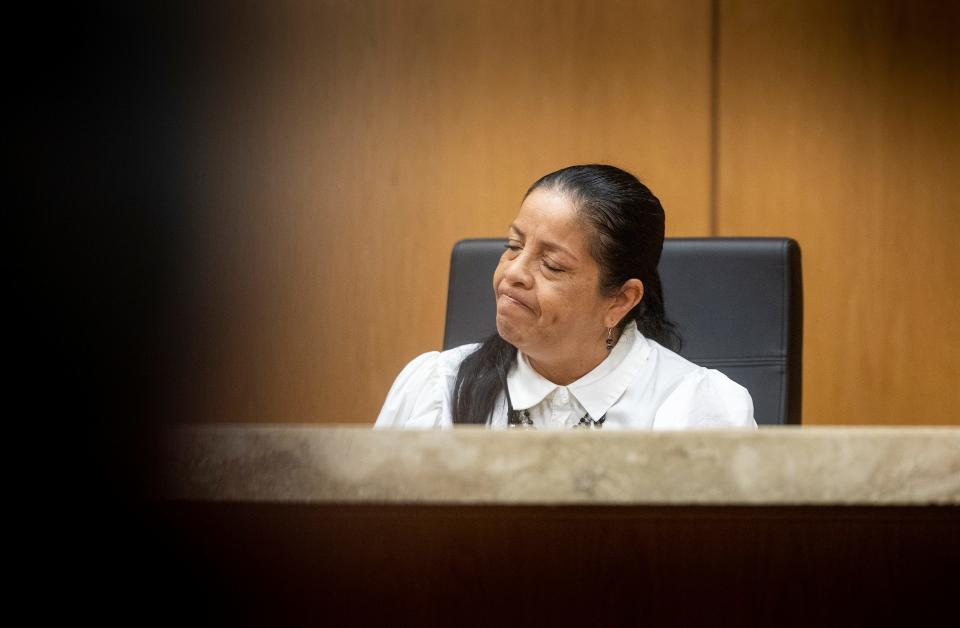 Melba Rodriguez, an aunt of Cristobal Lopez, testifies during the sentencing hearing for former Lakeland City Commissioner Michael Dunn on Monday in Bartow.