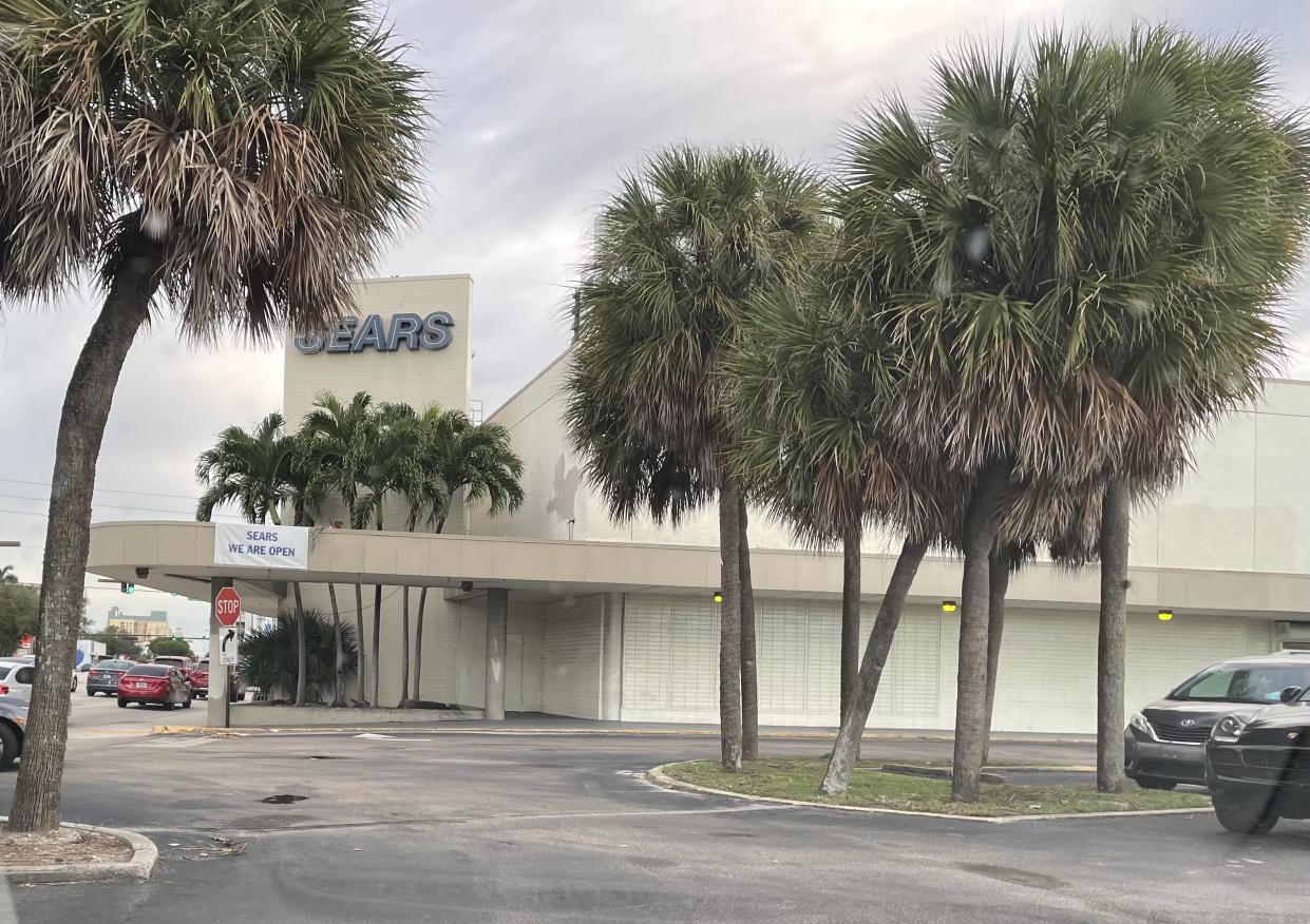 Palm trees in parking lot of Searstown Fort Lauderdale