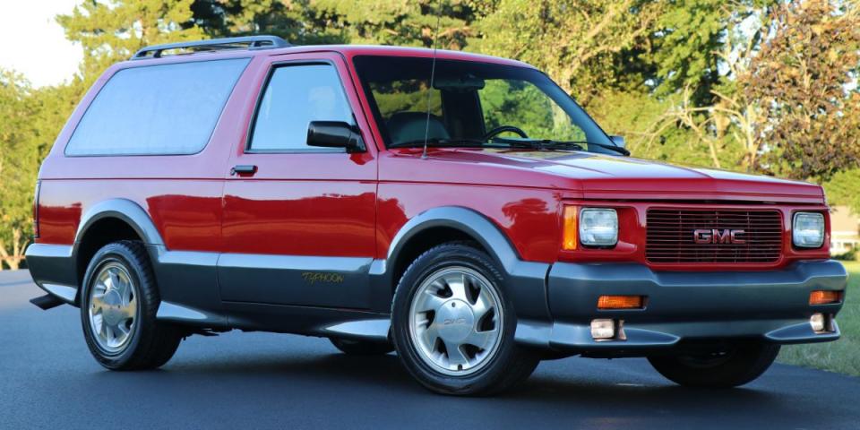 <p>The Syclone's pickup sibling has an equally cool extreme weather-themed name. It remains one of the coolest performance SUVs ever built. <a href="https://www.ebay.com/itm/1993-GMC-Typhoon/283752495194?hash=item4210f7785a:g:0oYAAOSwSlVeJ3FO&autorefresh=true" rel="nofollow noopener" target="_blank" data-ylk="slk:This one;elm:context_link;itc:0;sec:content-canvas" class="link ">This one</a> can be yours right now for under $13,000. </p>