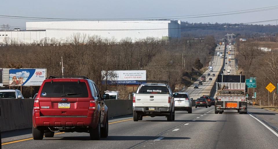 ES3 LLC, a food distribution warehouse in Conewago Township is one of the most visible of the giant warehouses due to its size and proximity on the rolling hills of Interstate 83.