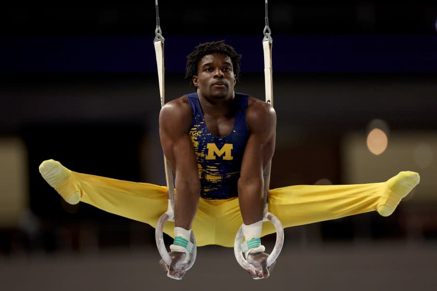 FORT WORTH, TEXAS – JUNE 01: Fred Richard competes on the Rings during the 2024 Xfinity U.S. Gymnastics Championships at Dickies Arena on June 01, 2024 in Fort Worth, Texas. (Photo by Elsa/Getty Images)