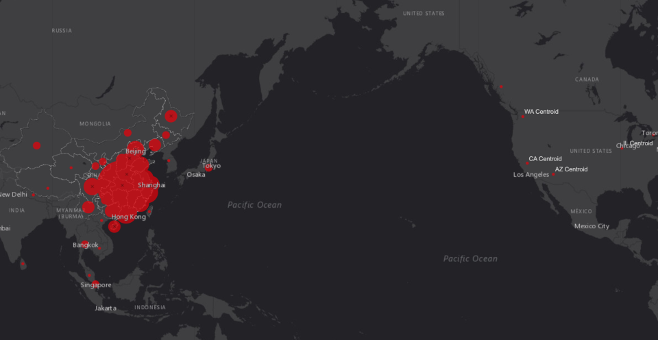 How the Coronavirus has spread (John Hopkins University)