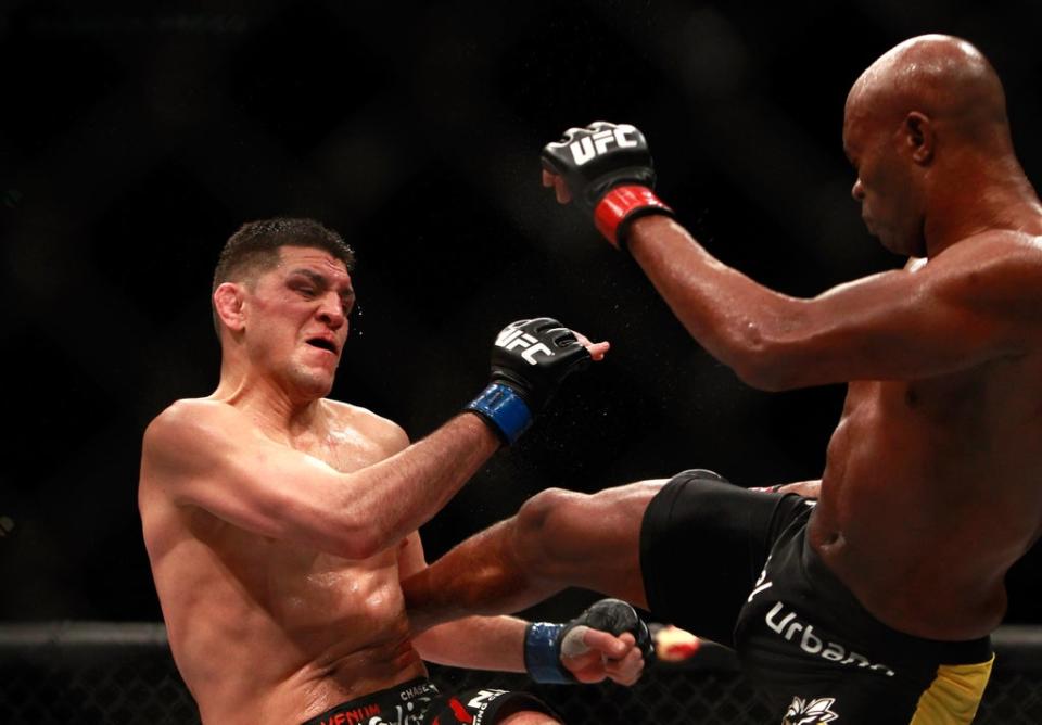 Diaz during his defeat by Silva, which was later overturned to a No Contest (Getty Images)