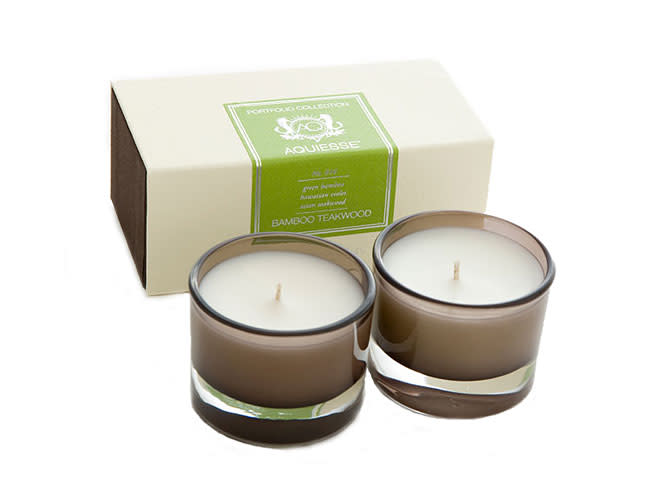 Aquiesse Portfolio Collection Bamboo Teakwood Scented Soy Candle Votives, $22.50