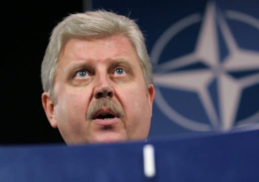 Ukraine's then Foreign Minister Volodymyr Khandogiy pictured at NATO headquarters in Brussels in December 2007. Khandogiy, now Ukraine's ambassador to London, on Friday criticised a decision by British ministers not to attend group stage games of Euro 2012 because of concerns about "selective justice" in Ukraine