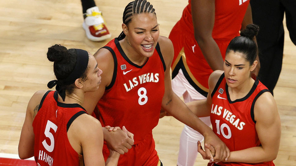 The Las Vegas Aces will have to wait for Liz Cambage to complete the WNBA's health and safety protocols before she can return to the court for the WNBA playoffs. (Photo by Ethan Miller/Getty Images)