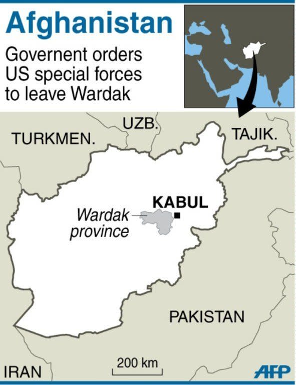 Map of Afghanistan locating Wardak province. US special forces have been ordered out of the strategic province of Wardak over allegations of torture and murder by Afghans working with them