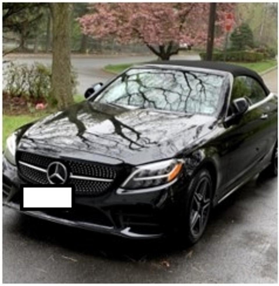 The’ Mercedes-Benz convertible, belonging to Nadine Menendez, that prosecutors claim was paid for with bribes (US Attorney’s Office)