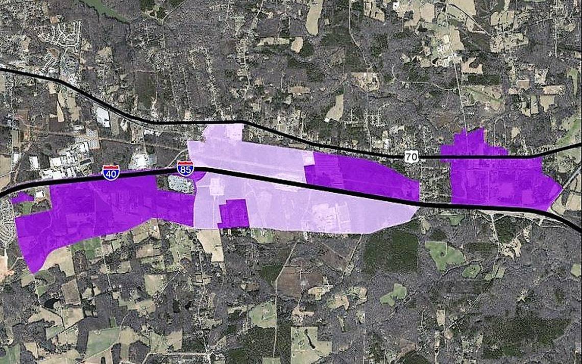 Orange County has a 900-acre Buckhorn Economic Development District (in lavender) set aside between Efland and Mebane to accommodate a manufacturing, wholesale, distribution, retail and services. Smaller Commercial-Industrial Transition Activity Nodes, or CITANs (in purple) are designed for future retail, commercial, manufacturing and other industrial uses.