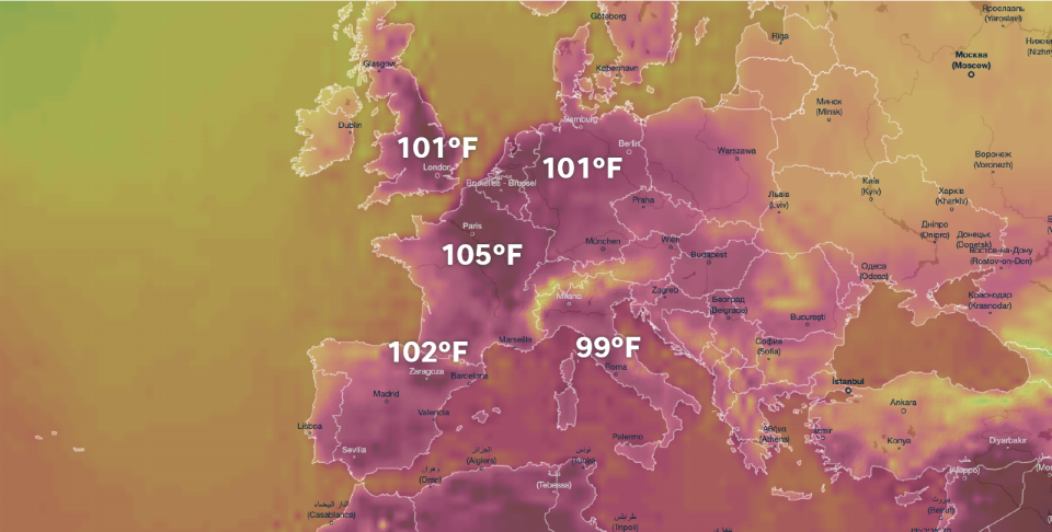 Extreme heat wave in Europe.