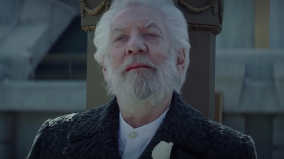 Donald Sutherland as President Snow in Mockingjay: Part 2