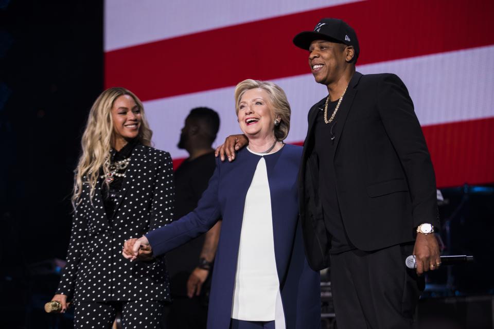 Beyoncé and Jay performed at a concert for Democratic presidential candidate Hillary Clinton on Nov. 4, 2016, in Cleveland, Ohio.