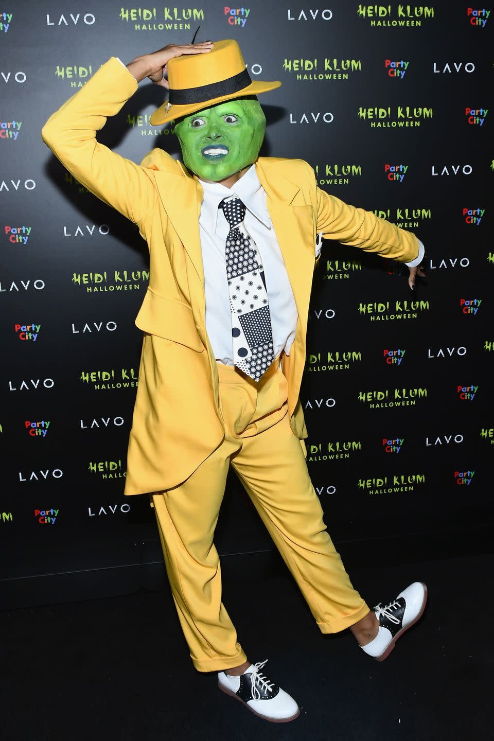 <p>There's no way you could ever guess that was the <em>Vampire Diaries </em>star. But it really is! The actress went all out at Heidi Klum's Halloween Party when she arrived as Jim Carrey's infamous character from <em>The Mask</em>. </p>