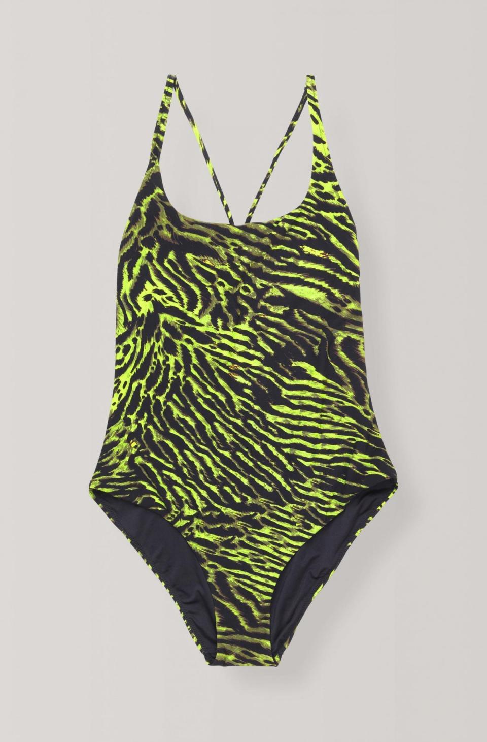 Tiger Print String Swimsuit, £120, Ganni: 