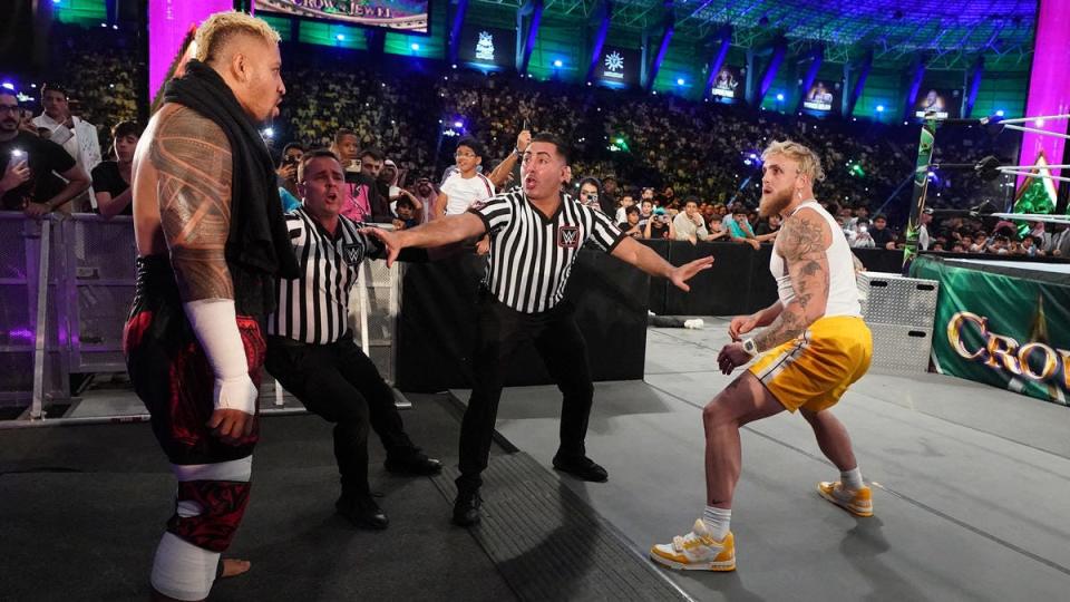At WWE's Crown Jewel event in Saudi Arabia, Solo Sikoa had a memorable interaction with social media influencer and aspiring boxer Jake Paul