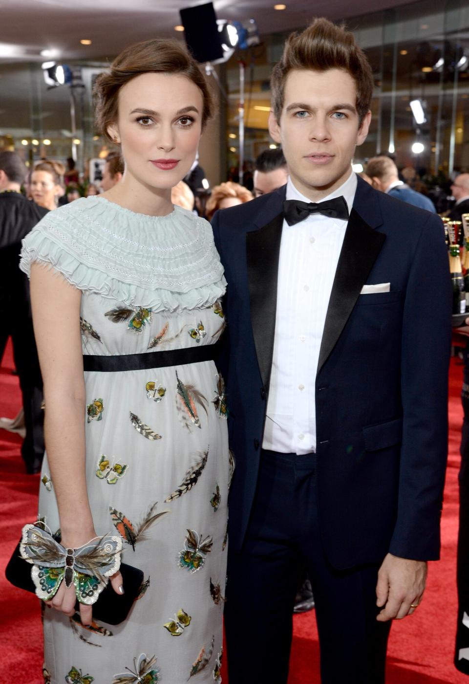 Keira Knightley (L) and musician James Righton attend the 72nd Annual Golden Globe Awards at The Beverly Hilton Hotel on January 11, 2015 in Beverly Hills, California