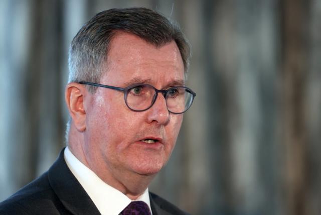 DUP leader Sir Jeffrey Donaldson said he is confident his party will win the Stormont election despite an opinion poll putting his party six points behind Sinn Fein (Liam McBurney/PA) (PA Wire)