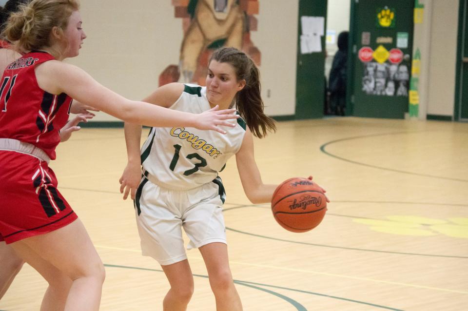 Will Carleton Academy senior Clemmie Gadwood (12) led the team with 32 points during their Senior Night Victory.