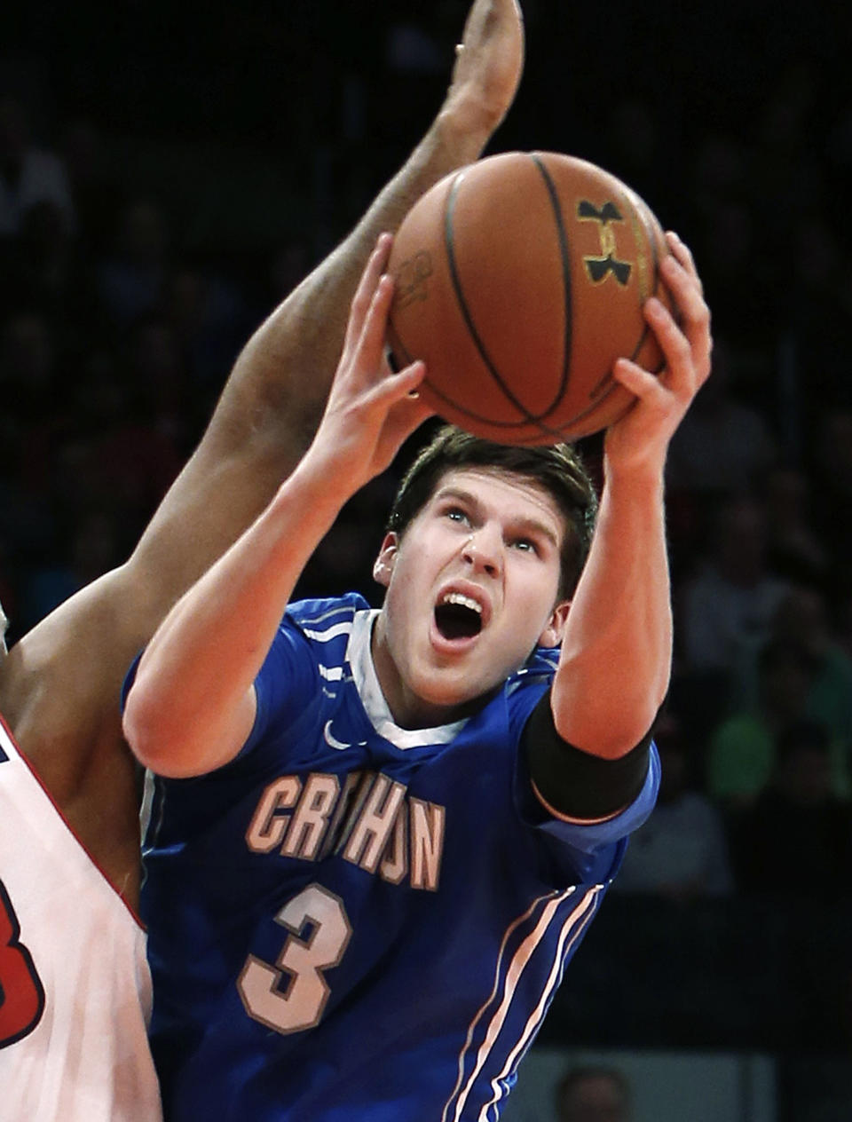 FILe - In this Feb. 9, 2014 file photo, Creighton's Doug McDermott (3) shoots against St. John's Orlando Sanchez, during the first half of an NCAA college basketball game in New York. McDermott was selected to The Associated Press All-America team, released Monday, March 31, 2014. (AP Photo/Jason DeCrow, File)