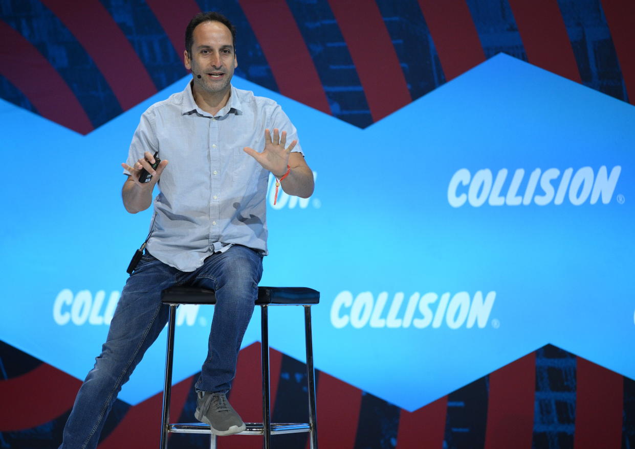 Toronto , Canada - 21 June 2022; Elan Lee, CEO, Exploding Kittens on Creatiff Stage during day one of Collision 2022 at Enercare Centre in Toronto, Canada. (Photo By Lukas Schulze/Sportsfile for Collision via Getty Images)