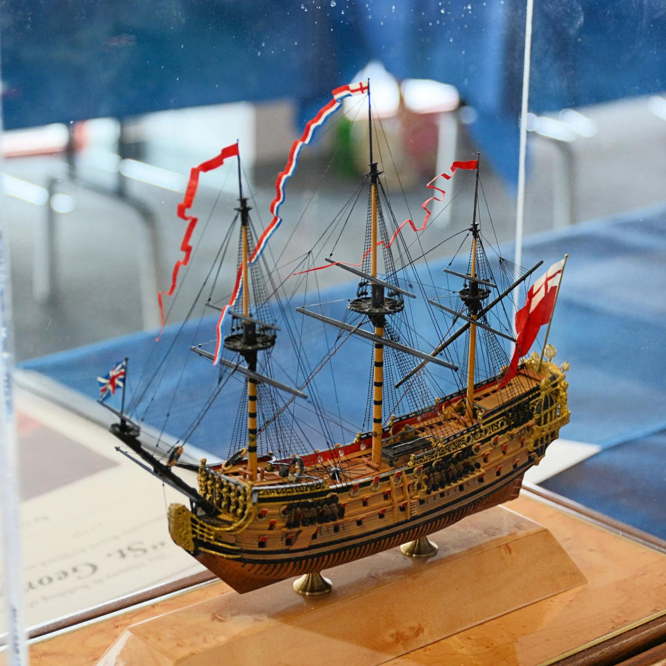 A gold-medal winning model that earned the best miniature award in 2015 at the Midwestern Model Ships & Boats Contest & Display at the Wisconsin Maritime Museum.