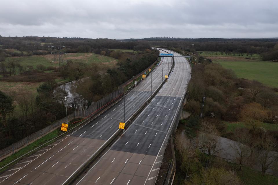 The empty section of the M25, between junction 10 and 11, over the weekend (Getty Images)