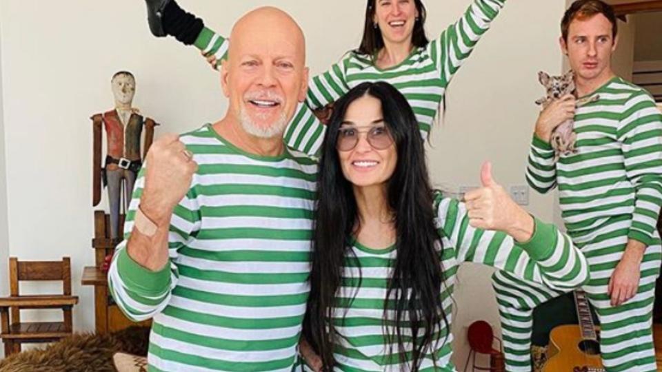 Ex-partners Demi Moore and Bruce Willis are quarantining together alongside their families (Instagram)