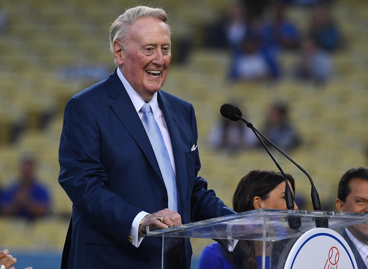 Retired Dodgers broadcaster Vin Scully