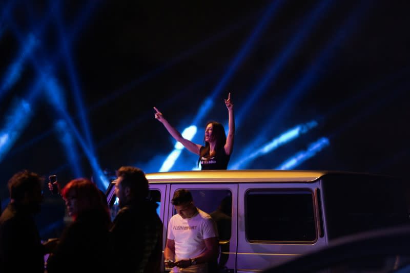 Drive-in concert of popular Greek singer Natassa Theodoridou, following a nationwide lockdown against the spread of the coronavirus disease (COVID-19)