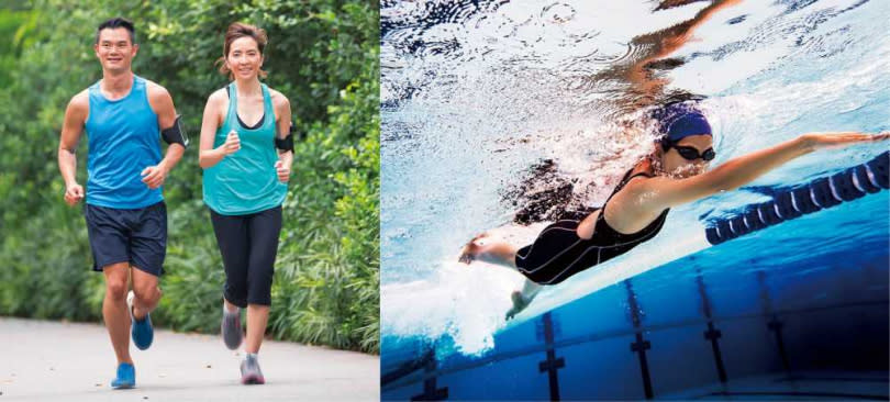 進行斷食法時，若能搭配運動、游泳，燃脂效果會更好。（圖／123RF）