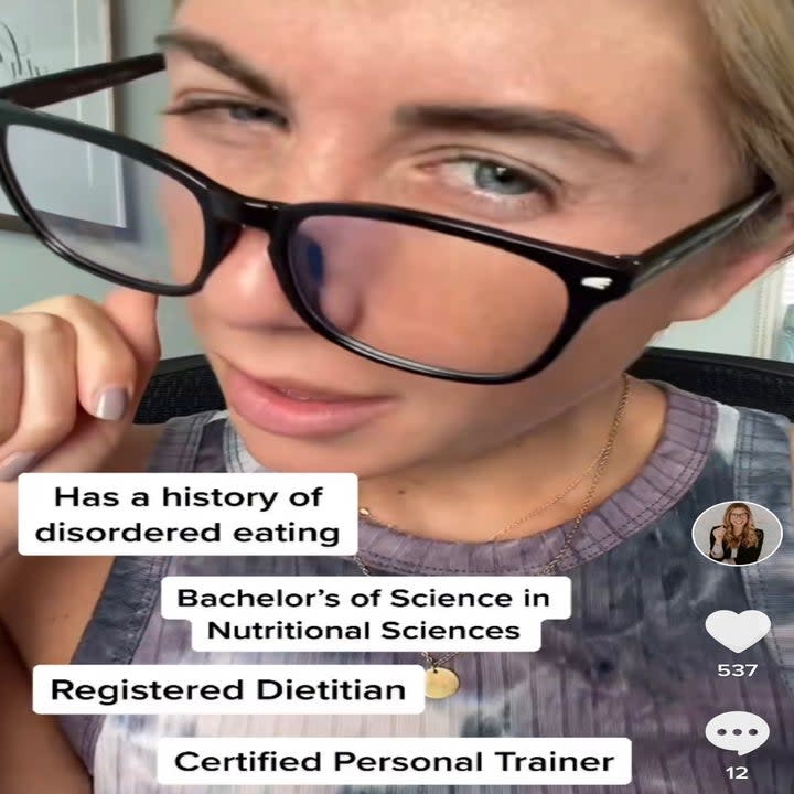 Screenshot of TikTok by Sam with text about her: 