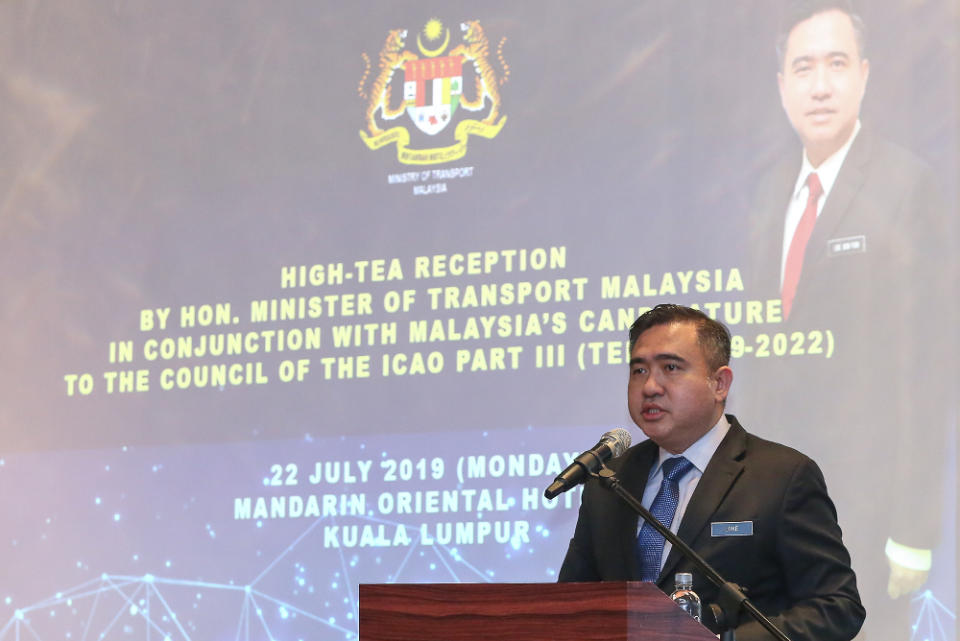 Transport Minister Anthony Loke speaks at the high-tea reception with ambassadors and high commissioners at Mandarin Oriental Hotel in Kuala Lumpur July 22, 2019. — Picture by Yusof Mat Isa