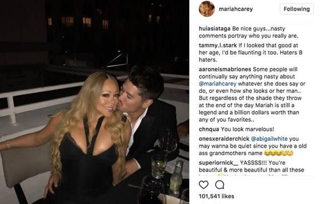 Mariah's loyal fans jumped to the singer's defence, calling her 'beautiful'. Source: Instagram