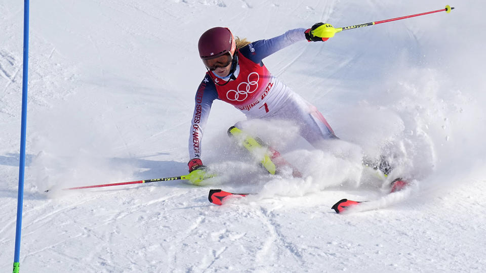 Gold medal favourite Mikaela Shiffrin was devastated after recording DNF results in both the slalom and giant slalom. (AP Photo/Robert F. Bukaty)