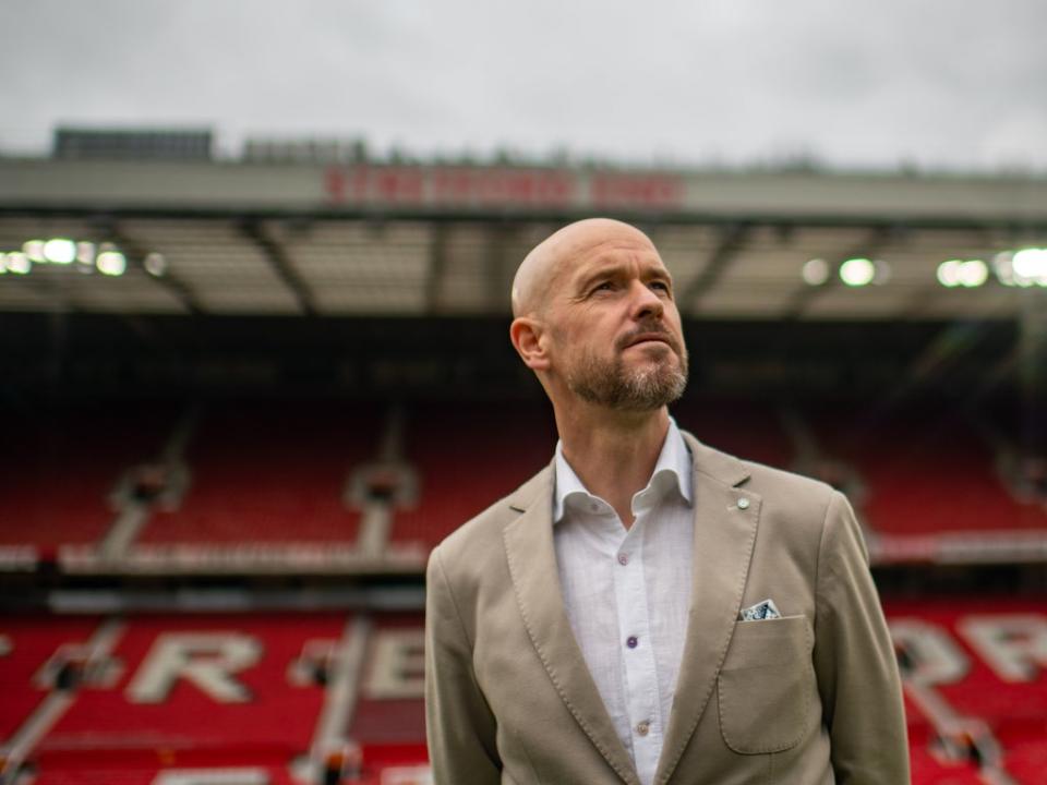 Erik ten Hag ponders the task ahead at Old Trafford on Monday  (Manchester United via Getty Images)