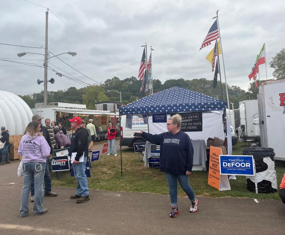 Kelly Stedge, a volunteer with Early Vote Action, describes mail-in ballots as “very concerning,” but is involved in the effort to encourage  Republicans to vote by mail. (Richard Hall / The Independent)