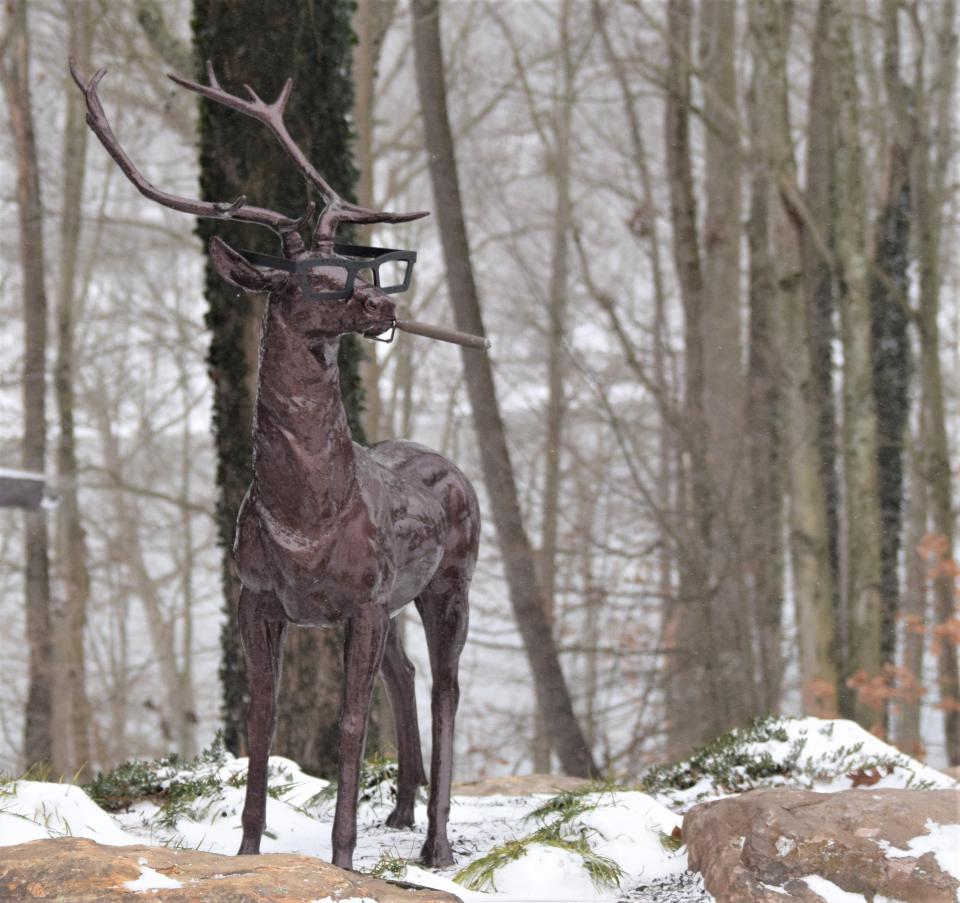 No, Rudolph wasn't caught smoking in the boys room. It was just a lawn decoration at Lake Buckhorn.