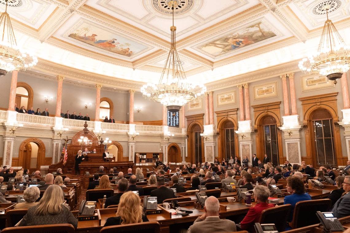 The Kansas House chamber during Gov. Laura Kelly’s State of the State address in January.