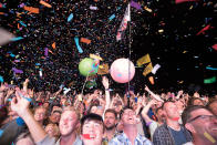 <p>The Flaming Lips perform at The Park at the Glastonbury Festival site at Worthy Farm in Pilton on June 23, 2017 near Glastonbury, England. (Photo: Matt Cardy/Getty Images) </p>