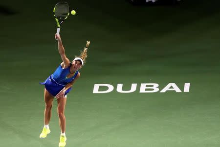 Tennis - Dubai Open - Women's Singles Final - Caroline Wozniacki of Denmark v Elina Svitolina of Ukraine - Dubai, UAE - 25/2/2017 - Caroline Wozniacki of Denmark in action. REUTERS/Stringer