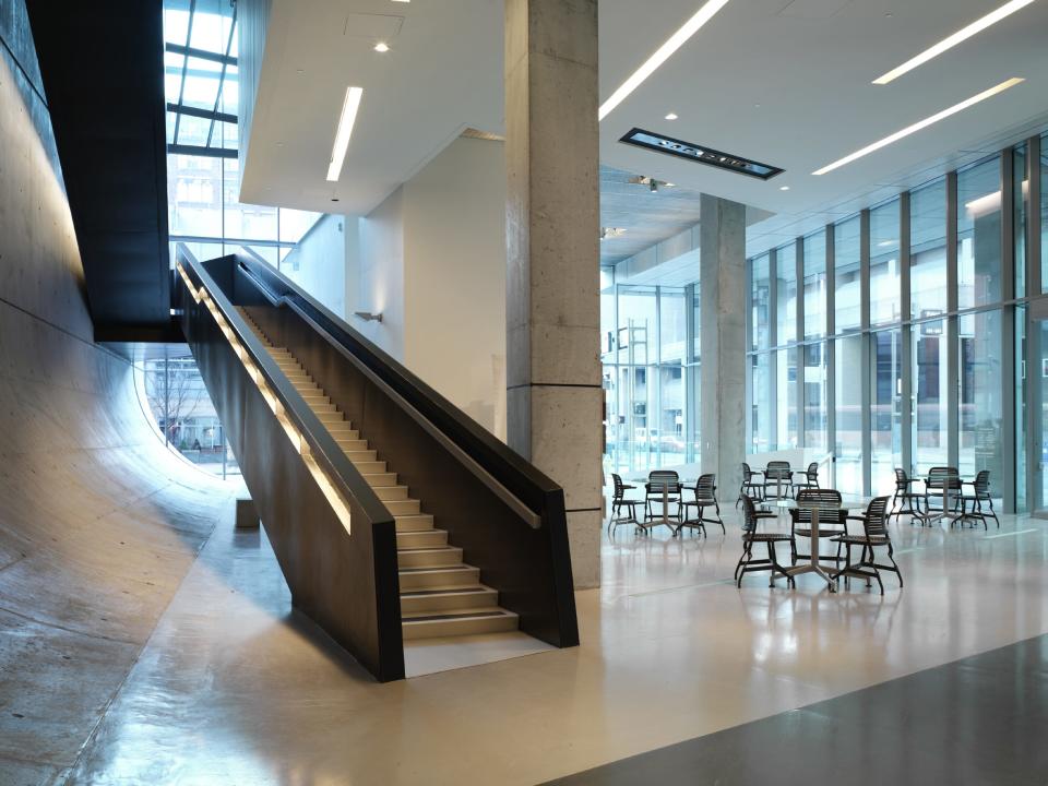 The lobby of the Contemporary Arts Center was renovated in 2015. It was the biggest project undertaken at the museum since its opening in 2003. Like the galleries, the lobby is free and open to the public.