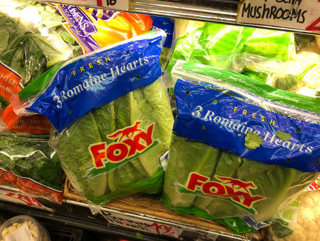 Romaine lettuce is displayed on a grocery store shelf in New York City, U.S. November 21, 2018. REUTERS/Gabriella Borter