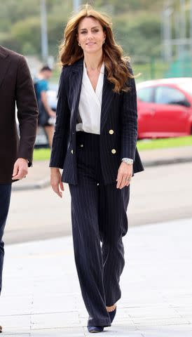 <p>Chris Jackson/Getty Images</p> Kate Middleton in Cardiff, Wales wearing Holland Cooper on Oct 3, 2023